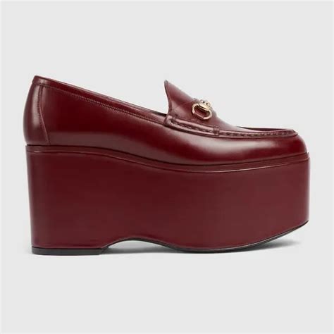 gucci bordeaux loafers|Gucci horsebit platform loafer.